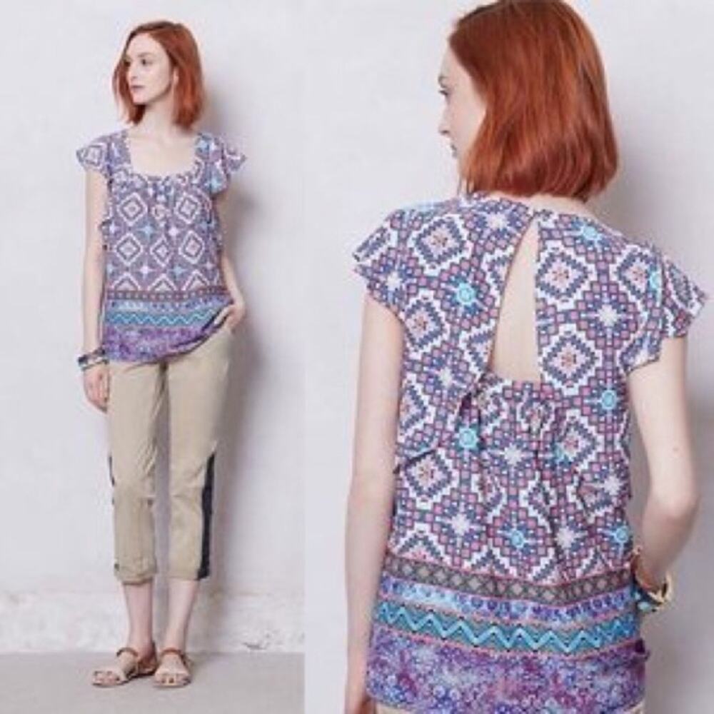 Anthropologie Meadow Rue Aztec Print Blouse